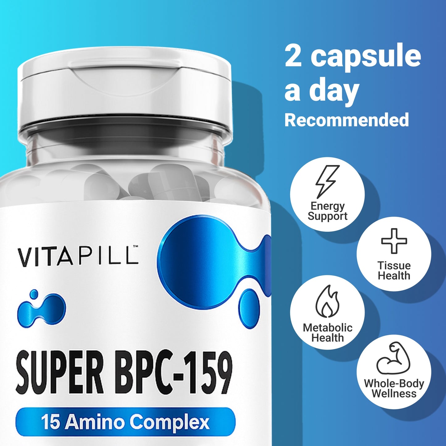 BPC 157 Peptide Capsules Alternative Super BPC 159 1500 MG - High Potency Formula for Active Support Dietary Supplement - Non-GMO, Gluten-Free- 60 Capsules, Made in USA